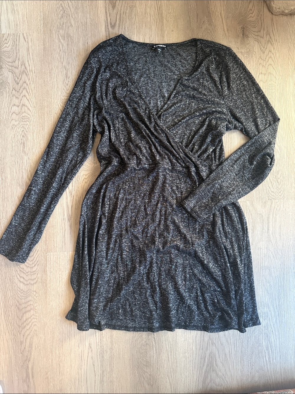 Black Long Sleeve Wrap Dress